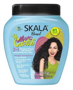 Skala Brasil Mais Cachos Curly Hair Cream 1000g – 2-in-1 Treatment & Leave-In Gel Haircare with Organic Keratin, Vegan Moisture for Defined Curls