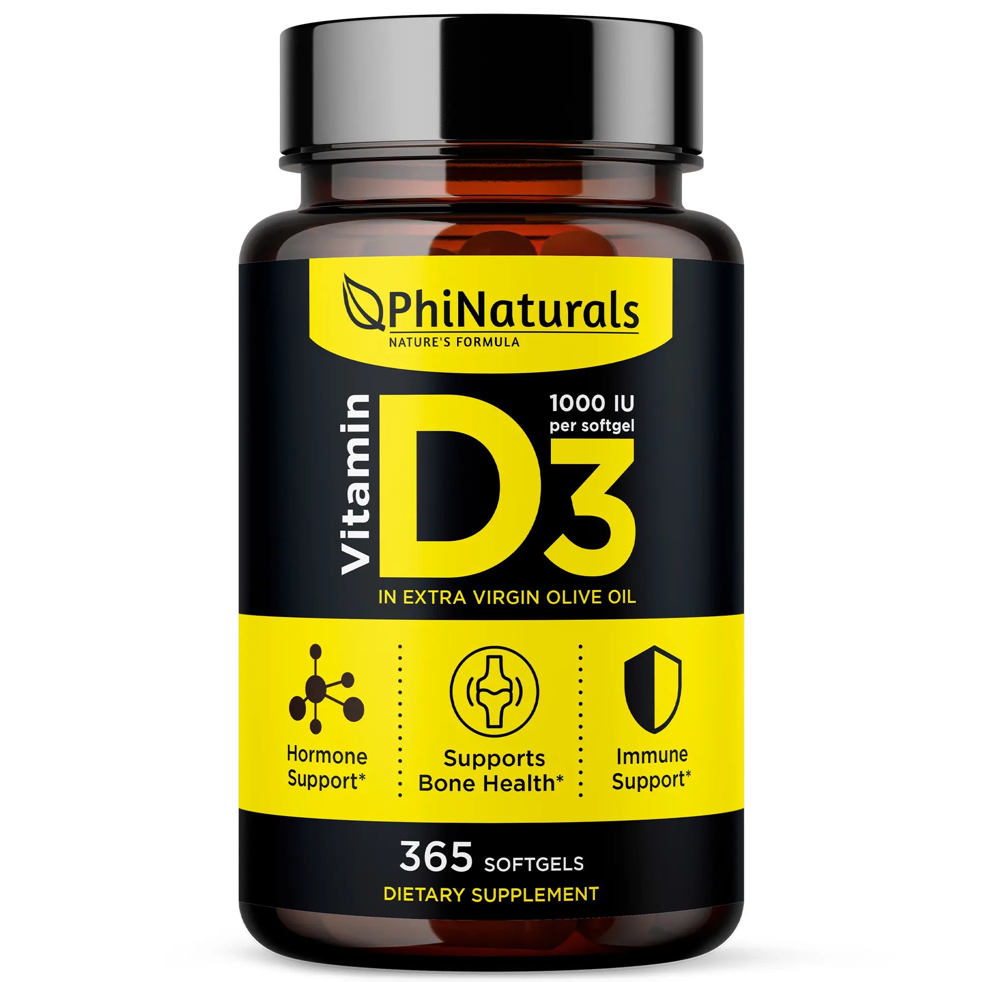 Vitamin D3 1000 IU (360 Softgels) - Natural Supplement for Skin Health and Wellness