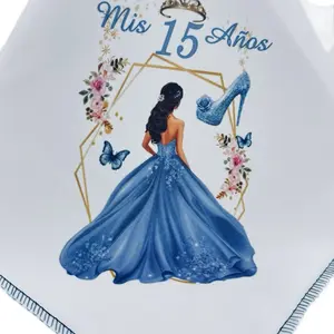Elegant Quinceanera Napkins 12pcs 10x10 Inches Polyester Tableware for Mis 15 Años Celebrations with Beautiful Design and Message