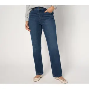 Denim & Co. Petite Indigo '94 Fit Easy Stretch Relaxed Jean
