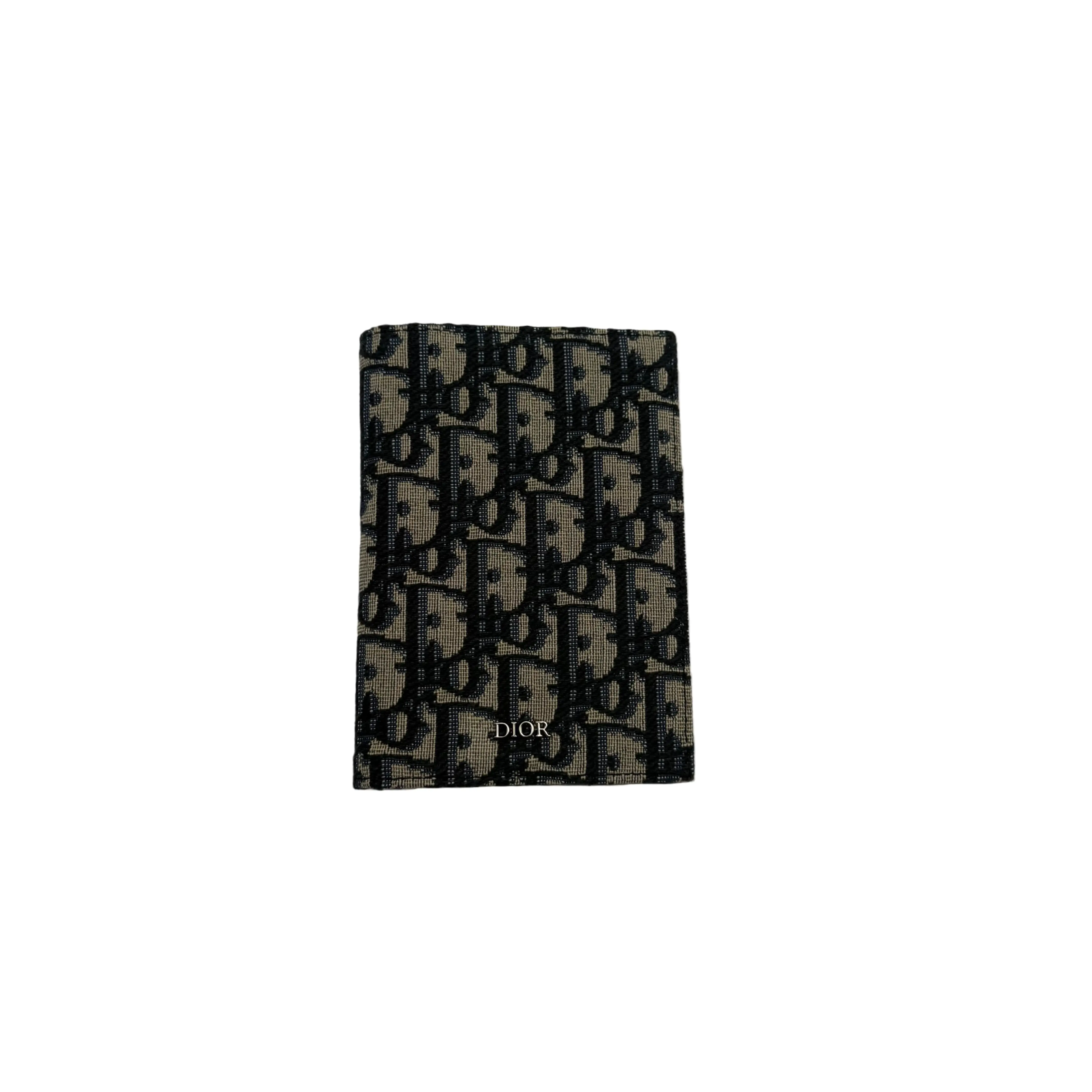 Pre-owned Dior Oblique Navy Jacquard Passport Holder — Authentic Preowned Slim Designer Travel Card Case