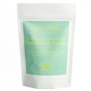 "Spa Water" Vegan, Epsom Salt & Coconut Oil Fizzing Bath Powder, 15oz.  — Herbal, Clean, Fresh (Bea’s Version)