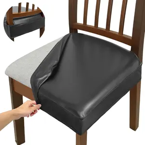 Soft Leather Chair Seat Covers Dining Chairs Set of 2, Waterproof Seat Covers for Kitchen High Stretch & Well-Fitted Chair Covers Dining Chairs with Elastic Ties