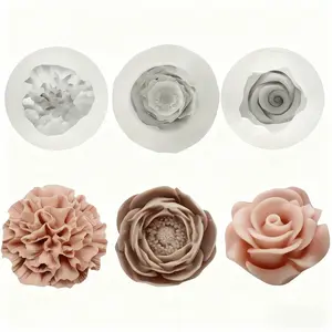 3pcs Resin Silicone Mold Set - Rose, Peony, Carnation Silicone Molds for Candle, Soap, Clay Crafts - Ideal for DIY, Home Decor, Wedding, Birthday, Valentine's Day, Thanksgiving Gifts - Detailed Petal Texture for Resin Art, Candle Making, and Craft