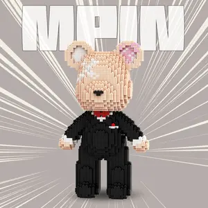 Mpin Building Block , 32cm High Bear Building Block set, Creative DIY Assembly Plaything, Unisex Gift Recommendation, Home Decor