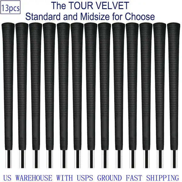The Tour Velvet Golf Grip 13Pcs - 60R Rubber Grip with Non-Slip Surface, Available in Standard/Midsize/Jumbo Sizes