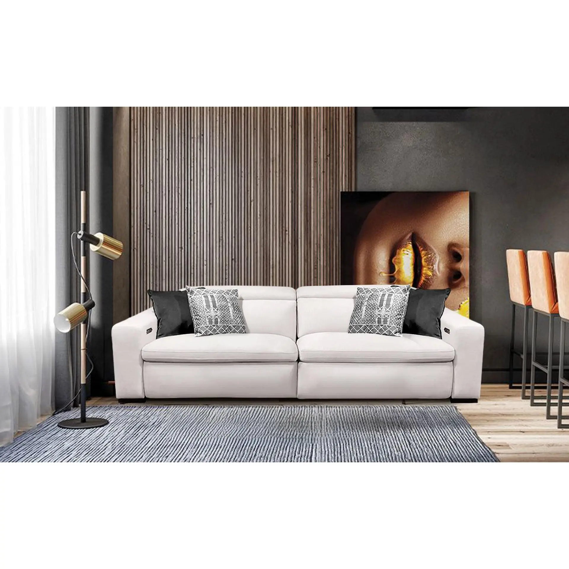 Janet 2pc Modern Fabric Sectional with Recliner