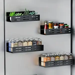 2/4pcs Wall Mounted Magnetic Spice Rack - Powerful Fridge Magnets Storage Shelf No Drilling Required Home Organizer Tidy Storage