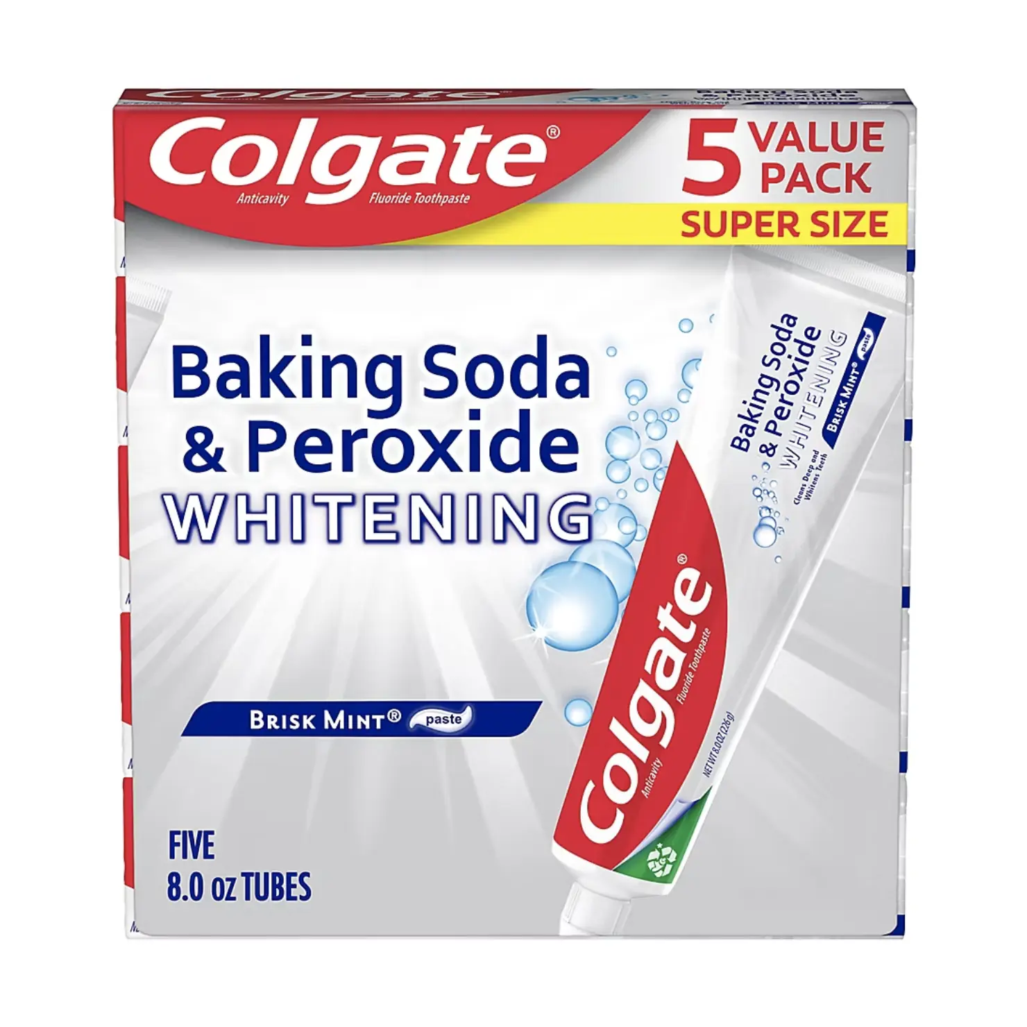 Colgate Baking Soda and Peroxide Whitening Toothpaste Brisk Mint, 8 oz 5 pk Colgate Baking Soda and Peroxide Whitening Toothpaste Brisk Mint, 8 oz 5 pk