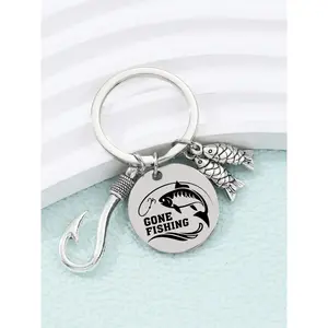 New Simple Fashion Fish Hook Small Alloy Keychain, Stainless Steel Fishing Lover Memorial Gift, Daily Bag Accessory Charm, Fish Enthusiast, Fish Hook Design