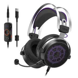 FIFINE H18V USB/3.5mm Open-Back Gaming Headset, with 7.1 Surround Sound, Expansive Open Audio, USB/3.5mm Dual Wired Connection, Detachable Mic, for PC, PS5, PS4, Laptop, Mac, Xbox, Mobile, AmpliGame H18V Lite