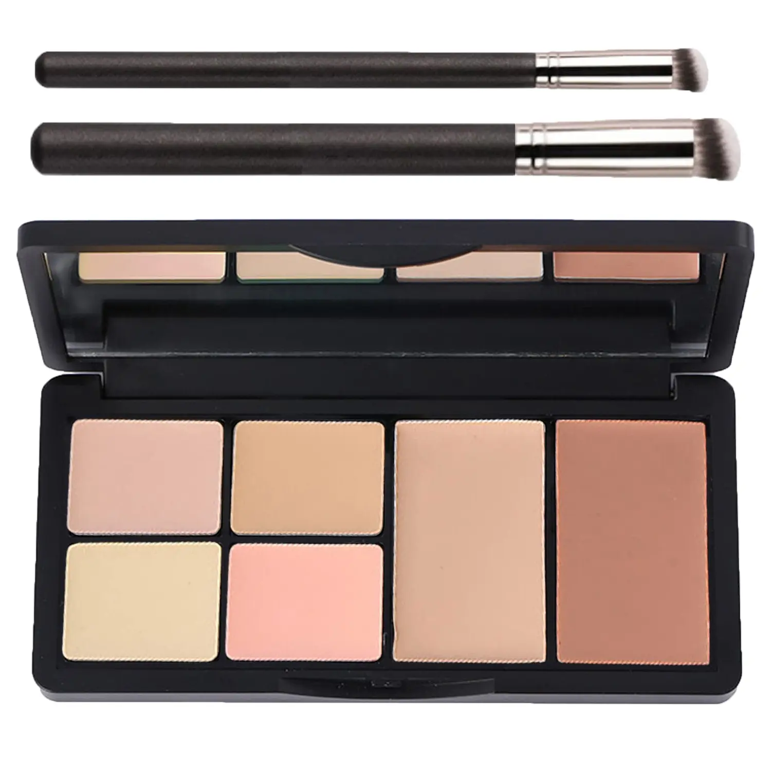 6 In 1 Color Correcting Concealer Contour Palette, Contouring Foundation Highlighting Makeup Kit, Covers Dark Circles & Blemishes, Comes with 2 Packs Brush (2#)