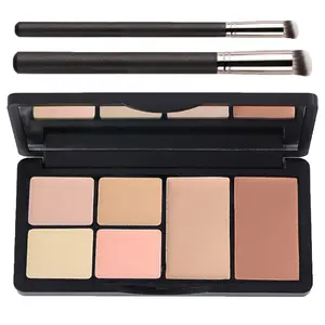 6 In 1 Color Correcting Concealer Contour Palette, Contouring Foundation Highlighting Makeup Kit, Covers Dark Circles & Blemishes, Comes with 2 Packs Brush (2#)