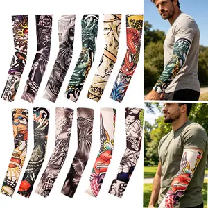 12-Pack Stylish Tattoo Sun Protection Ice Sleeves (Unisex) — Quick-Drying, Breathable Arm Sleeves, Ideal for Halloween Parties and Outdoor Hiking UV Protection