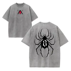 Shizuku T-Shirt – Hunter x Hunter | Front Print Phantom Troupe XX Emblem & Back Print Spider Number 8 Graphic | Unisex Sizes S-3XL Anime Manga Mineral Wash Cotton Shirt | Streetwear Gift for Anime Fan & Anime Lover