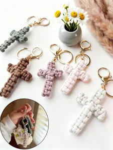 Handmade Cross Keychain, Jesus Keyring, Christian Car Accessory, Soft Boho Decor, Wallet Pendant, Elegant Bag Charm, Christmas Gift, Keychain For Bags