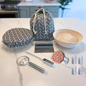 Simply H&K - All-in-One Sourdough Bread Kit with Thermometer & Bread Bag - Proofing Basket - Sour Dough Kit - Gift Giving