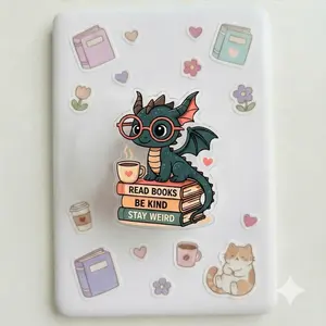 Magnetic Phone Grip Read Books Be Kind, Magsafe Compatible Kindle Holder, Cute Dragon Aesthetic High-Quality Print, Gift for Readers, Strong Magnet