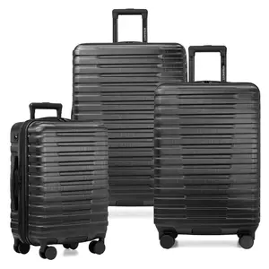 212 MAIN Boren Hardshell Spinner Luggage Set - 3-Piece (22/26/30 in.), Rugged, Waterproof, Center Zipper, Clam Shell, USB Charging Port - Black