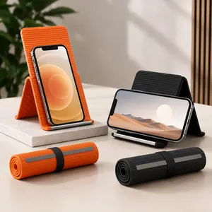Flexible Silicone Aluminum Phone holder stand, Bendable Rollable Foldable Design, Universal Adjustable Anti-Slip Desktop Mount for Phone Tablet Laptop, Portable Ergonomic Holder for Home Office Travel