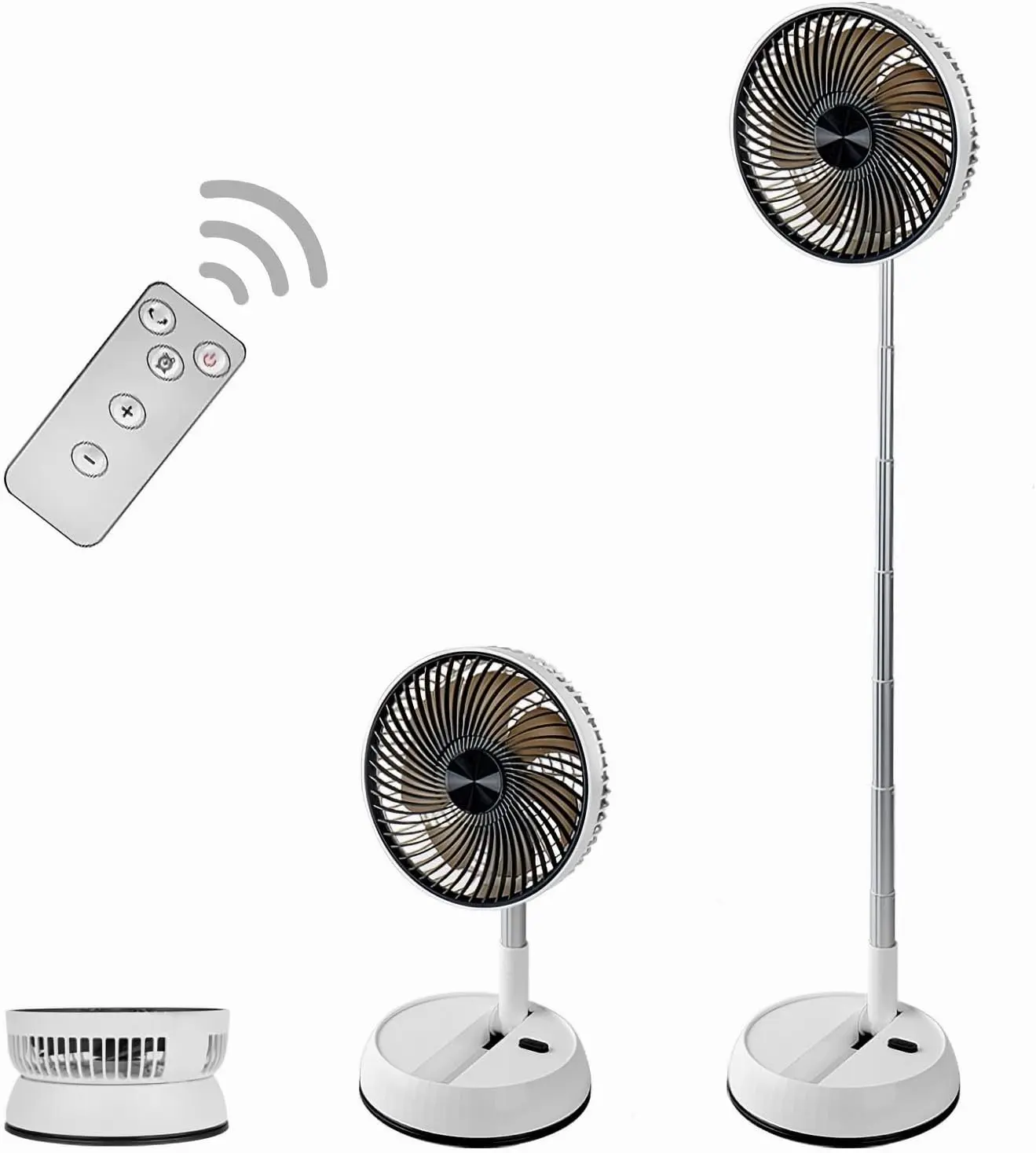 Portable Oscillating Pedestal Fan, 8 inch Foldable Standing Fan,7200mAh Rechargeable Battery USB Table Fan, Height Adjustable, 4 Speeds,Quiet, With Remote Control, Home Office Camping Travel