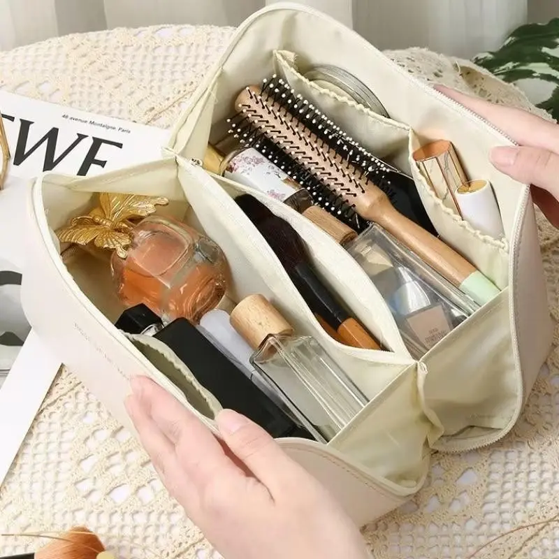 Large Capacity Luggage Organizer Bag, Expandable Travel Makeup Bag with Zippered Compartments, Ideal for Valentine's Day Gifts