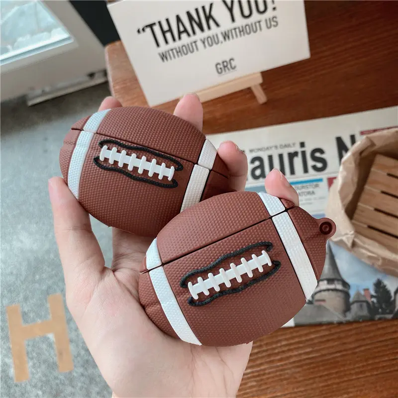 1 piece of rugby shaped headphone protective case, anti drop and durable Protection silicone headphone case, Apple wireless Bluetooth headphone case, suitable for AirPods 1/2/3/4/pro/pro 2/pro 3, Earbud Sleeve Pocket, Earbud Cover