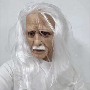 Long Hair Geezer Mask Latex Mask Creepy Realistic Old Man Masks Party Props Halloween Carnival Masquerade & Prank Masks For Adult, Party Event Props, Party Favor, Party Decoration Supplies