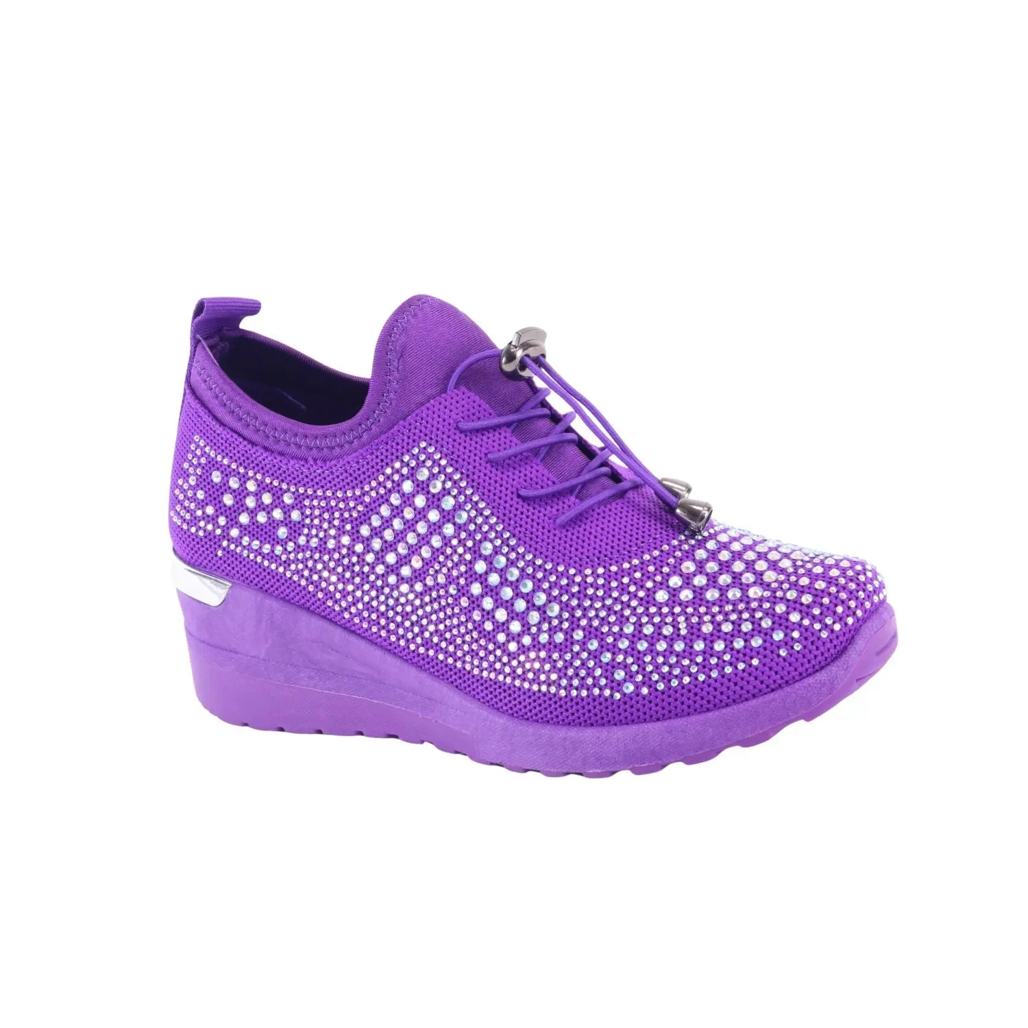 Women's Atalina Rhinestone Casual Trainers, Lace-Up Sparkling Stones Casual Wear Sneakers R116
