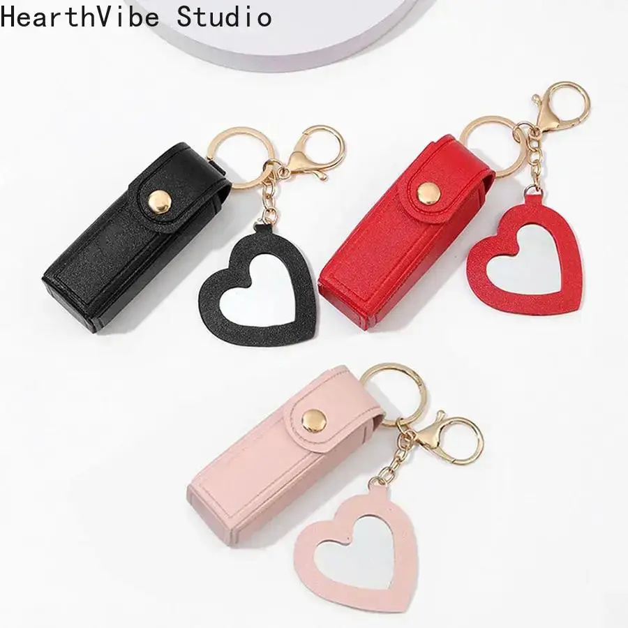 Compact Hard Shell Chapstick Holder Keychain for Women & Girls, Solid Portable Lip Balm Organizer with Mirror for Travel, Bulk Available, Compact Design