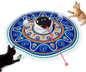 Gardner Pet  Cat Laser Toys, Chargeable 5 in1 Hide and Seek Automatic Interactive Cat Toy, Moving Ambush Feather, Track Balls,Indoor Exercise Kicker 24 inch Cover for All Breeds, Chirping