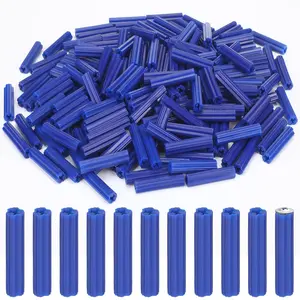 Lineshading 200 Pcs Expanding Plastic Screw Anchors Hole Plastic Anchors for Concrete Tile Cement Bolt Expansion Tube for #10,11,12 Screws, Fix to Wall Drywall or Other Surface(5/16" X 1-1/2",Blue)