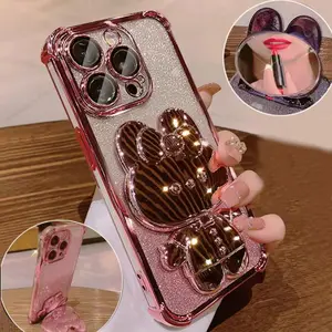 Phone Case Protector with Hidden Makeup Mirror, Anti-fall Phone Protective Case, Shockproof Phone Cover Compatible with iPhone17 16 15 Pro Max 14 13 12 11 Pro Max, Unique Iphone Cases Accessories, Casing, TPU Smartphone Cover, TPU Soft Shell