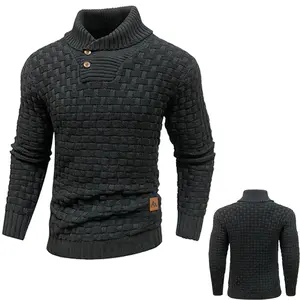 Kaviana Men's 3D waffle lapel button-up warm Pullover sweater, suitable for business wear, daily casual wear and parties