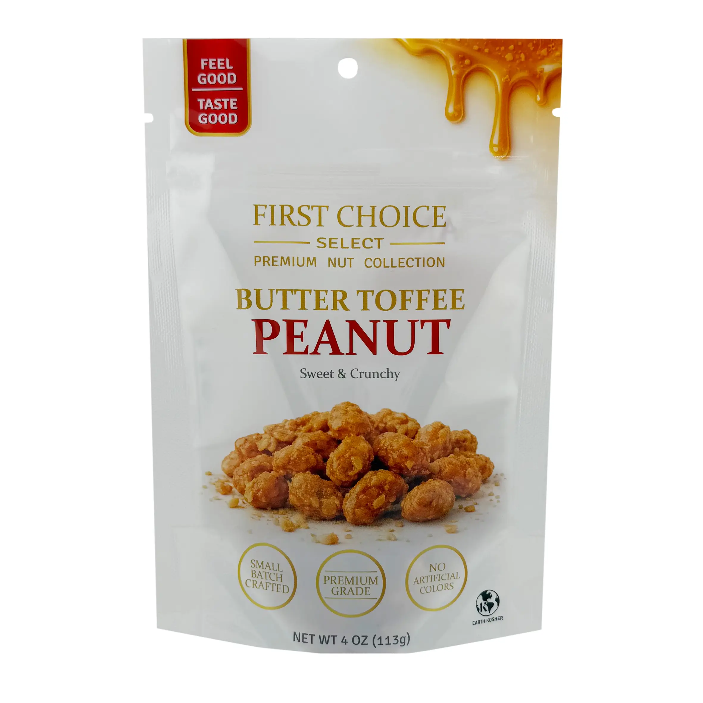 FirstChoiceCandy Butter Toffee Peanuts, Sweet & Crunchy, Small Batch Crafted, Premium Grade, No Artificial Colors, 4 oz (PACK OF 3)