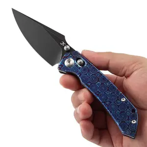 KANSEPT Fenrir Crossbar Lock Knife Timascus/ Copper Carbon Fiber/80S Camo Carbon Fiber/Twill Cabrbon Fiber Handle (3.48'' CPM S35VN Blade) Greg Schob Design - K1034VSeries