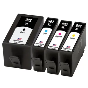 U.S. Remanufactured for HP 902XL Black and 3 Color Ink Cartridge Combo Pack New Chip