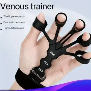 Adjustable Resistance 5-Finger Strength Trainer, Hand Finger Forearm Strengthening, Ideal for Athletes Musicians Rehabilitation, Adjustable Hand Strengthener