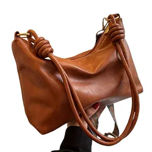 Large Retro Style Ladies Leather Crossbody Bag with  Bucket Purse for Women, Perfect for Traveling Adjustable Guitar Strap