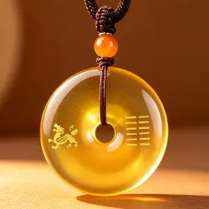 Yellow Agate Lucky Pendant - DIY Beading & Jewelry Making Component with Pendant Design, Necklace Compatibility, Protection, Prosperity, Emotional Harmony, Courage, Strength, Spirituality, Wisdom
