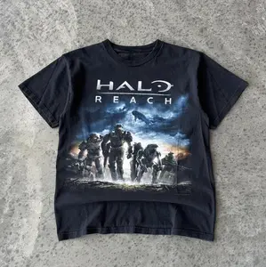 Y2K Black Halo Reach Gaming Promo T-Shirt, Gaming Tee, Gifts Shirt, Unisex Vintage Graphic Tees Gothic Grunge Y2k Emo Scene Amity Affliction Style Clothes Men Women Streetwear