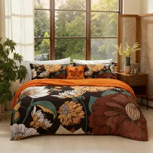 Floral Bedding Set, Full Queen King Sizes, Lightweight Easy Care Sheets, Perfect for Bedroom & Dorm, Christmas New Year Gift, Decorative Bedding Set