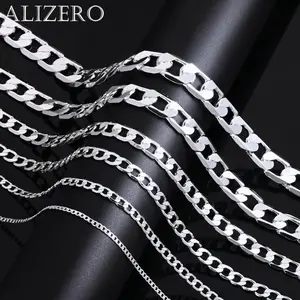 TOP-FASHION - Men's 925 Sterling Silver Necklace 2/4/6/8/10/12MM 40-75cm Face Chain Necklace Lobster Clasp Men Women Engagement Jewelry Gifts