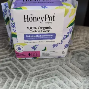 The Honey Pot Company - 100% Organic Cotton Cover Calming Herbal Infusion Regular Pads With Wings
