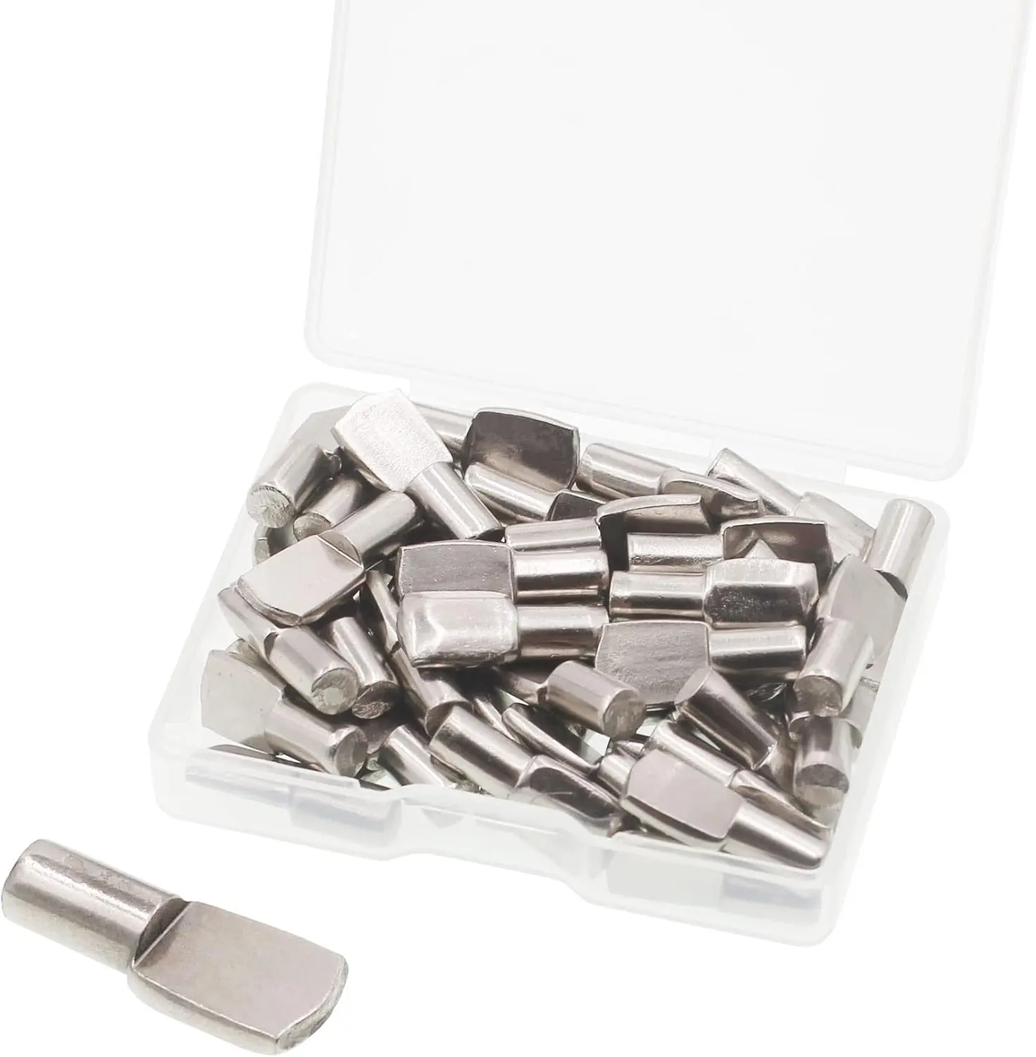 50 Pcs 5mm Nickel-Plated Shelf Pegs, Heavy-Duty Shelf Support Holders for Kitchen Cabinets, Bookcase Furniture (Home Hardware Accessories)