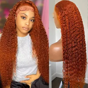Nervoss 30Inch Ginger Orange Lace Front Wigs Human Hair Deep Wave 13x6 Hd Transparent Lace Front Wig Human Hair for Women 180% Density Orange Colored Glueless Pre Plucked Natural Hairline  Summervibes