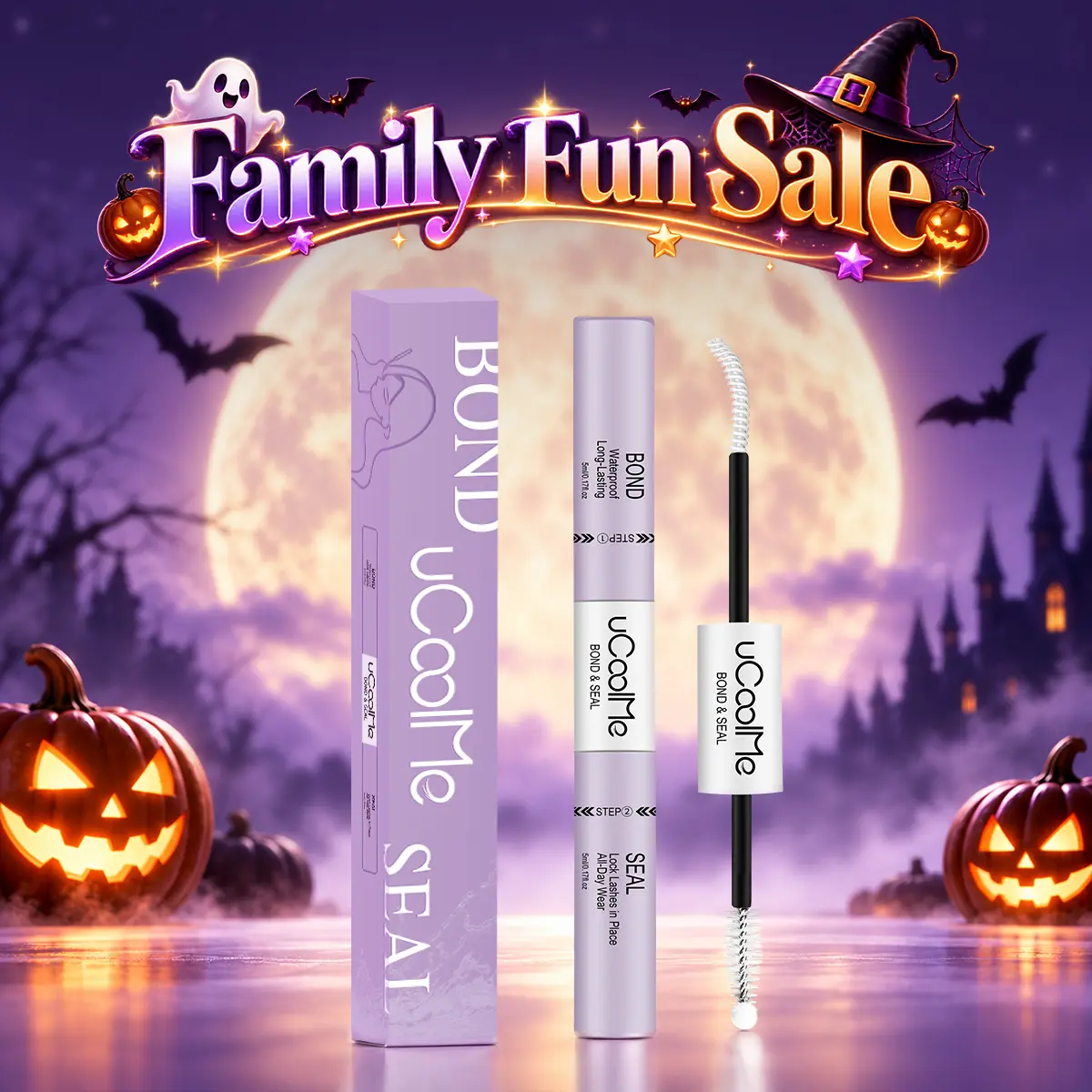 Dual-Ended Eyelash Bond and Seal Lash Glue for Cluster Lashes, 24H Waterproof Hold, Smudgeproof & Humidity-Resistant Gel for Adhesion False Eyelashes & Adhesives with Strong Bonding Power,familyfun