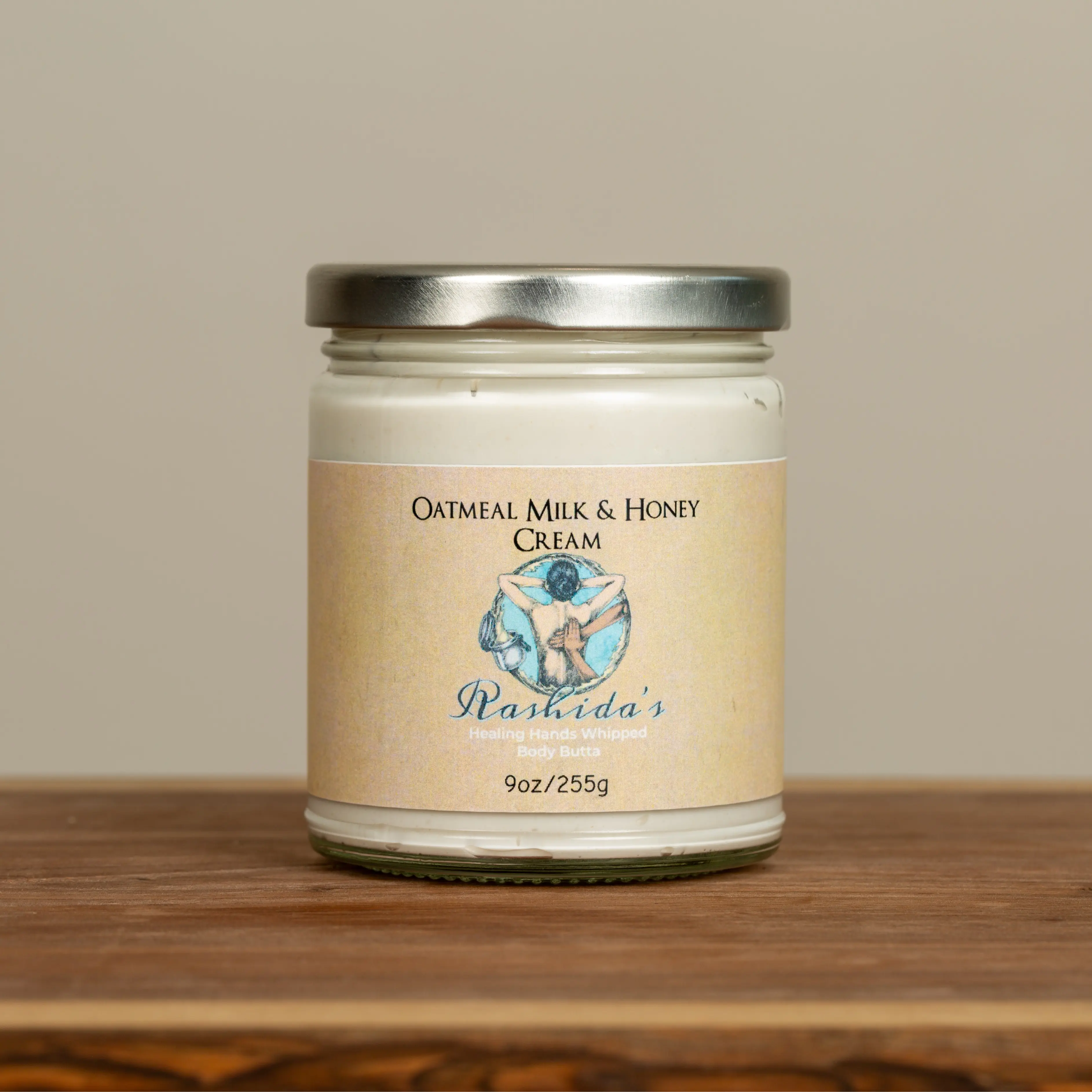 Rashida's Healing Hands Oatmeal Milk & Honey Cream - 9oz Hydrating Body Lotion with Sunflower Oil & Shea Butter for Dry Skin Types
