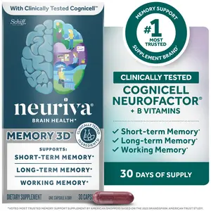 Neuriva Memory 3D Brain Supplements for Memory and Focus, Vitamin B12 & B6, Folic Acid, 30 Count Capsules
