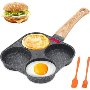 4-Cup Egg Pan Nonstick,  Aluminum Omelette Pan, Breakfast Omelette Skillet for Fried Eggs Cooker, Pancakes, Suitable for Gas Stove & Induction Cookware
